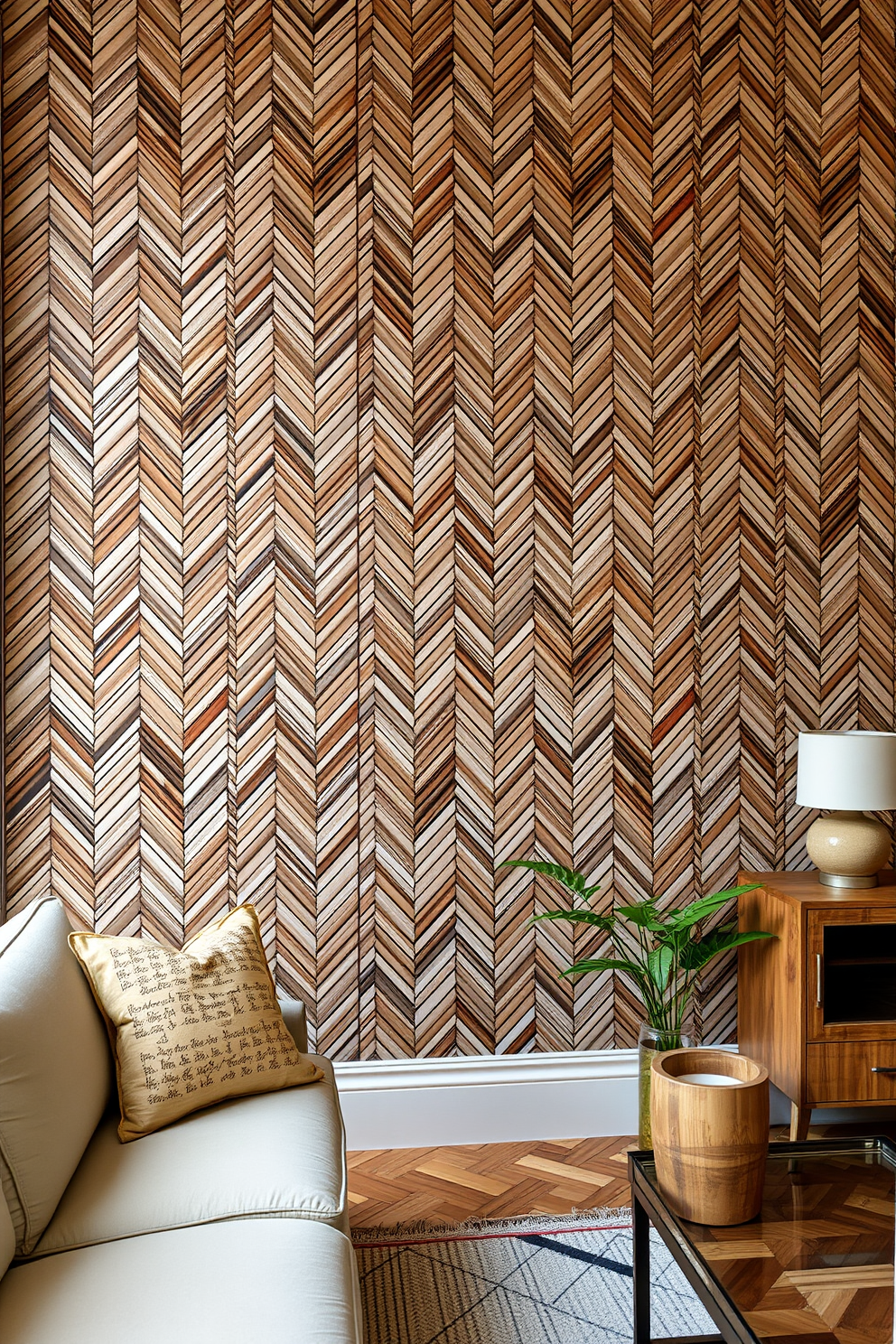 Herringbone Wallpaper Decorating Ideas 25