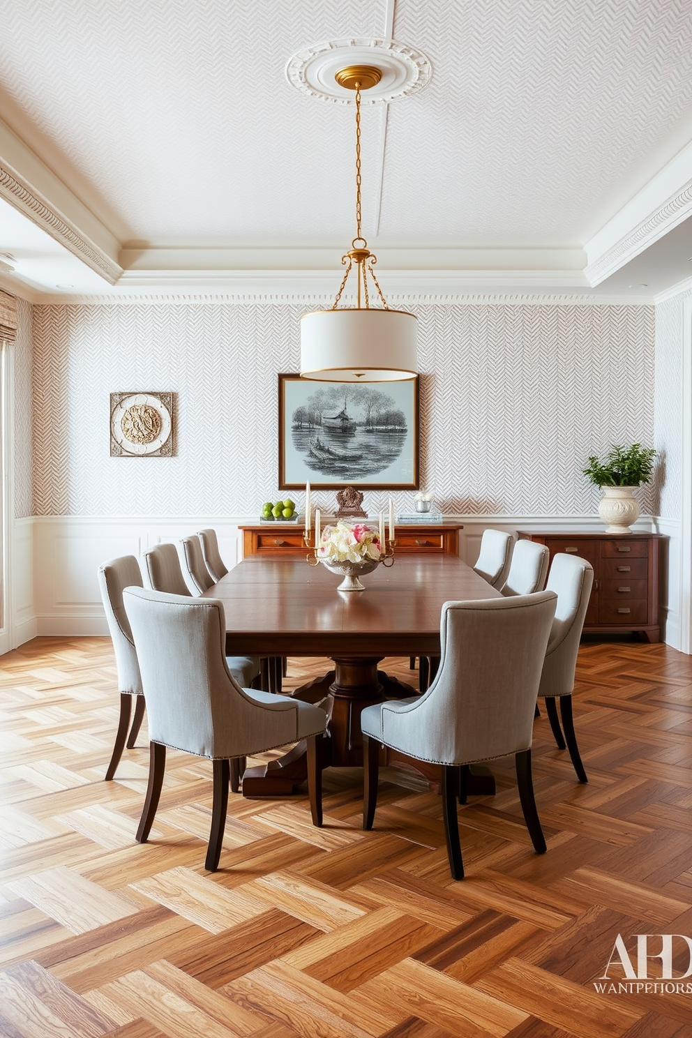 Herringbone Wallpaper Decorating Ideas 8