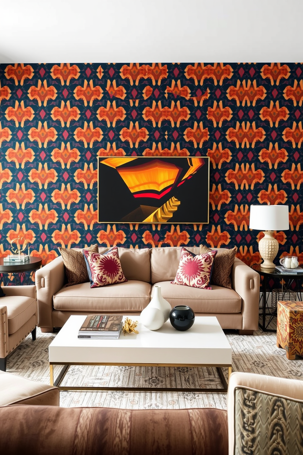 Ikat Wallpaper Decorating Ideas 29