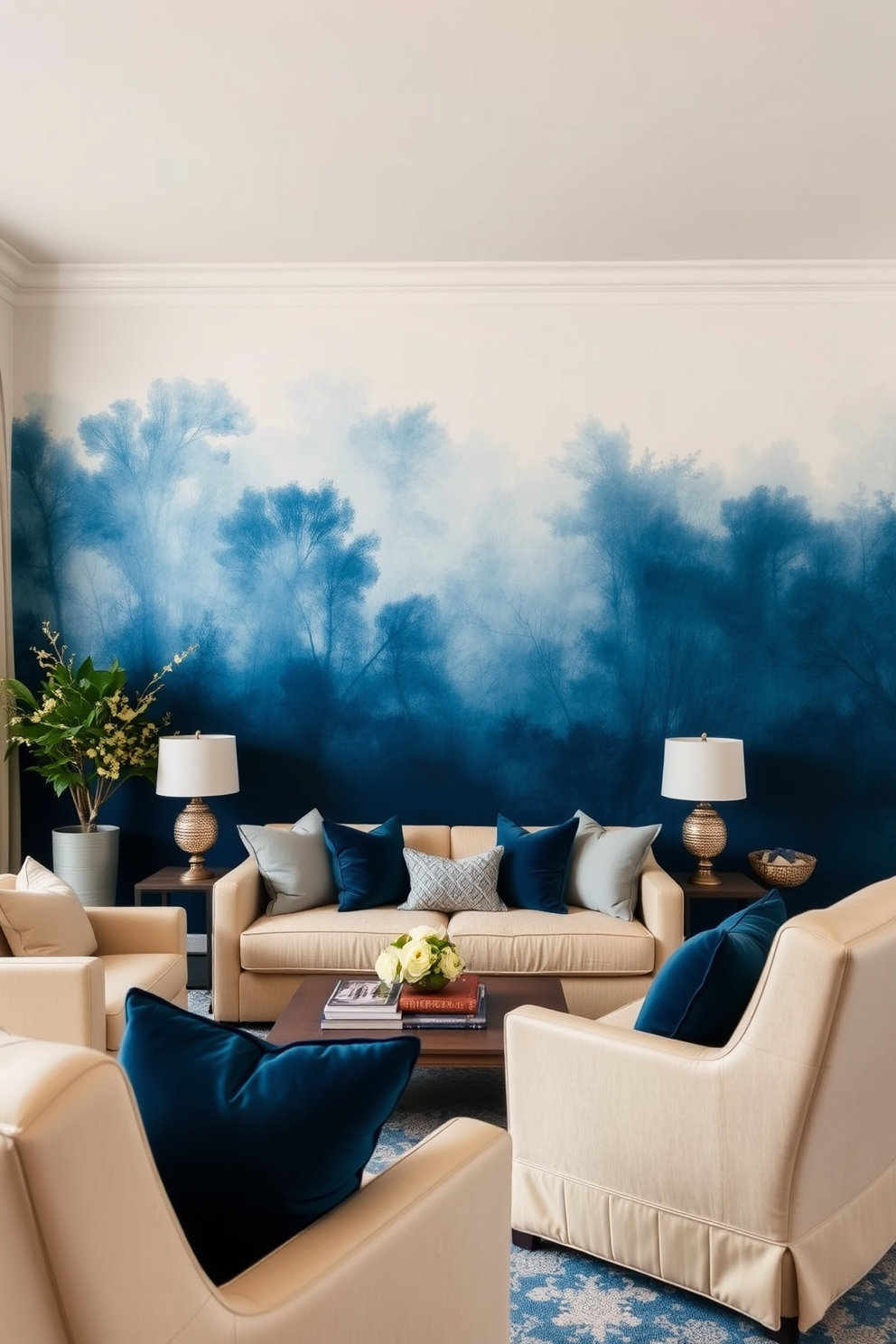 Indigo Wall Painting Ideas 10