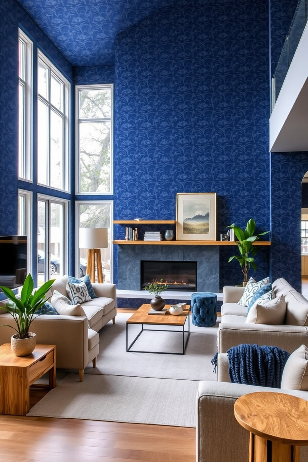 Indigo Wallpaper Decorating Ideas 11