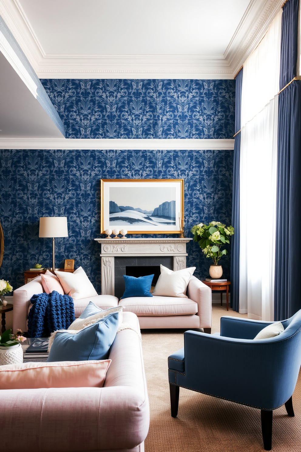 Indigo Wallpaper Decorating Ideas 14