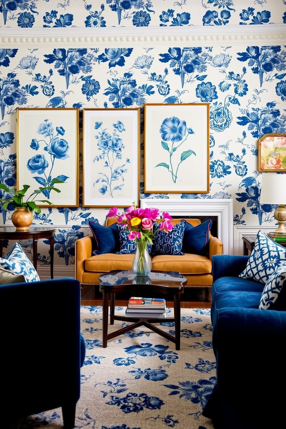 Indigo Wallpaper Decorating Ideas 18