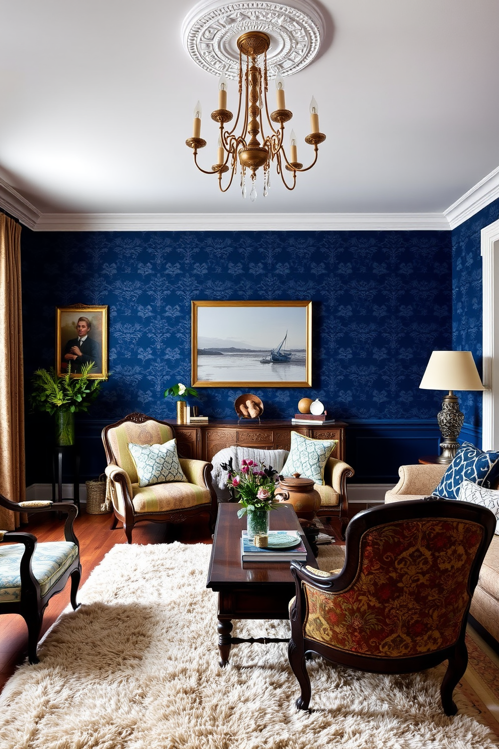 Indigo Wallpaper Decorating Ideas 20