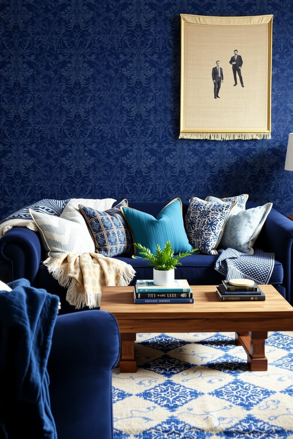 Indigo Wallpaper Decorating Ideas 23