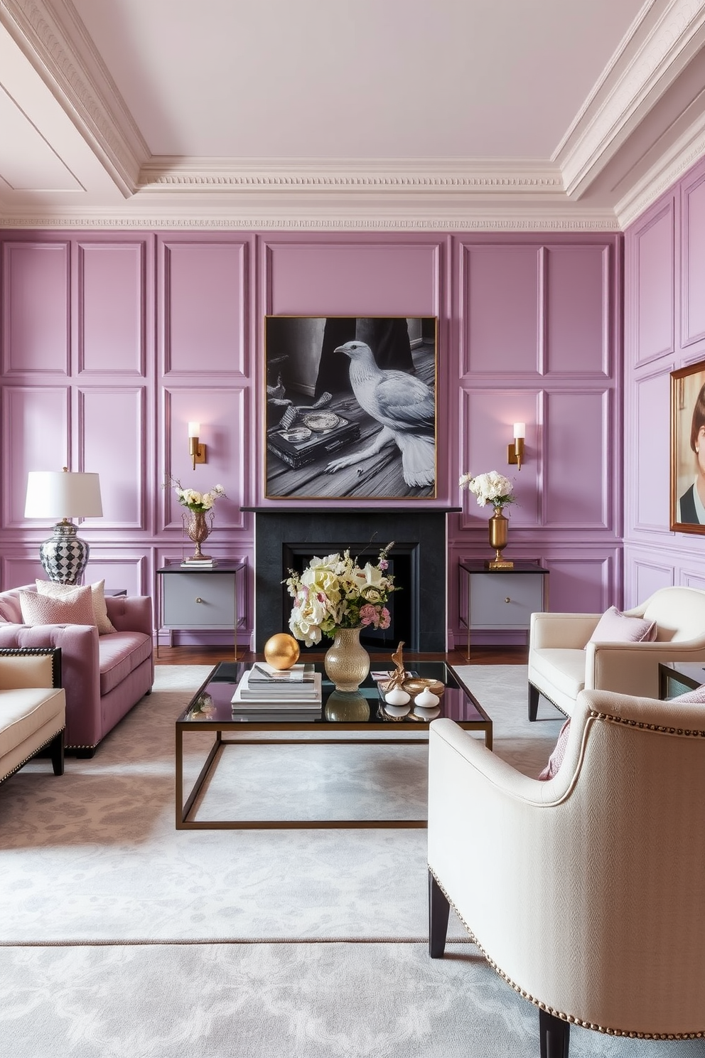 Lilac Wall Painting Ideas 16