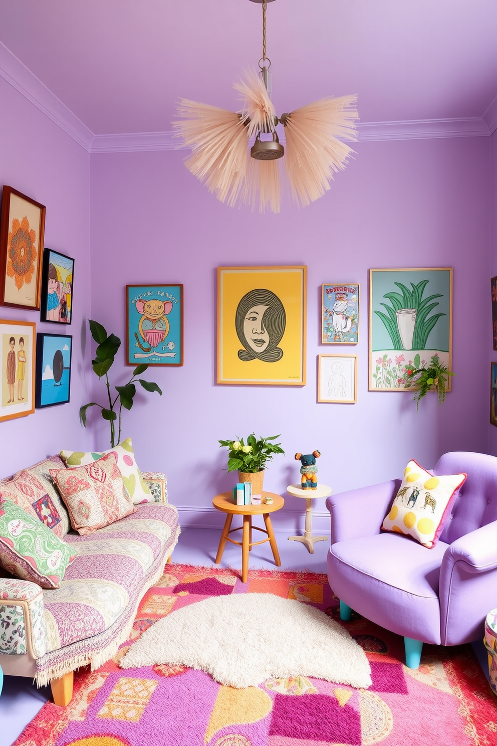 Lilac Wall Painting Ideas 29