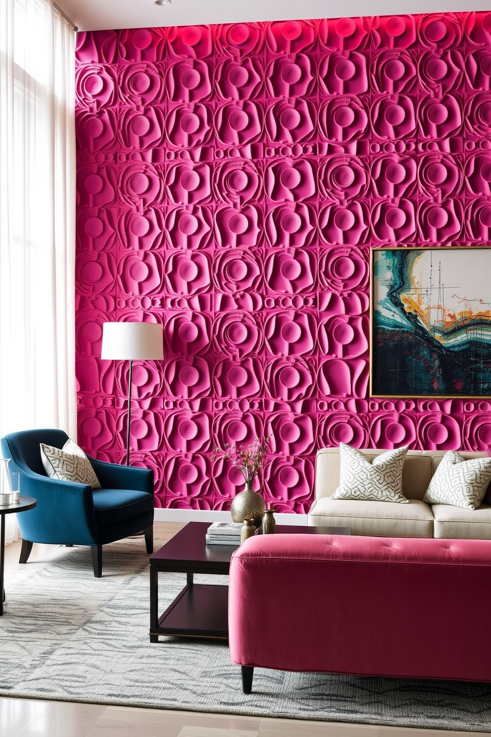 Magenta Wall Painting Ideas 15