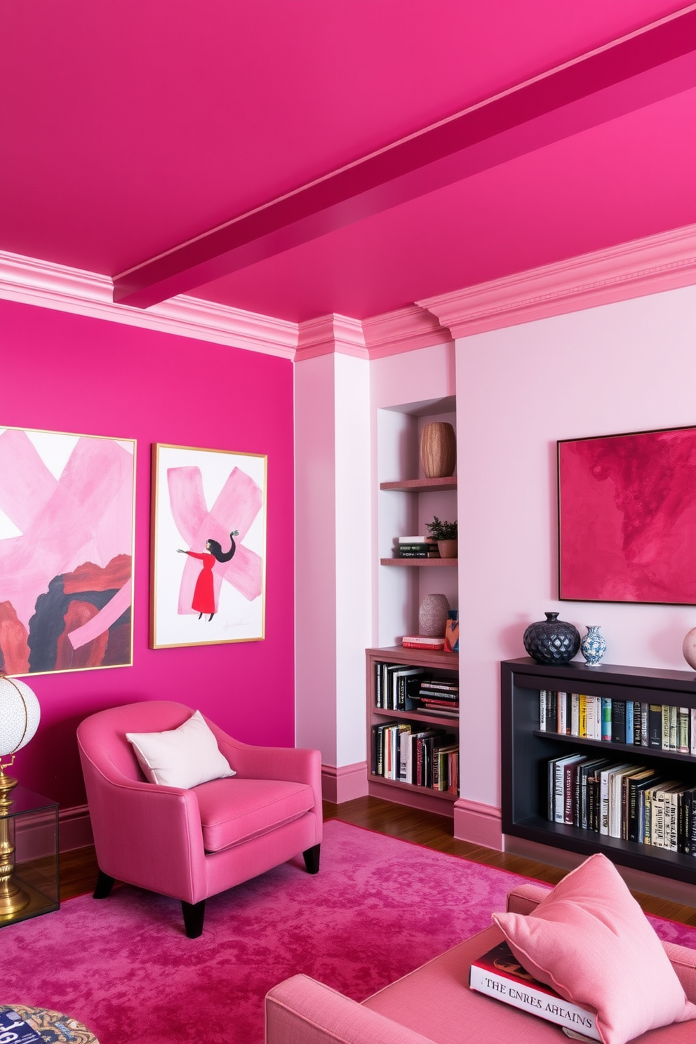 Magenta Wall Painting Ideas 16