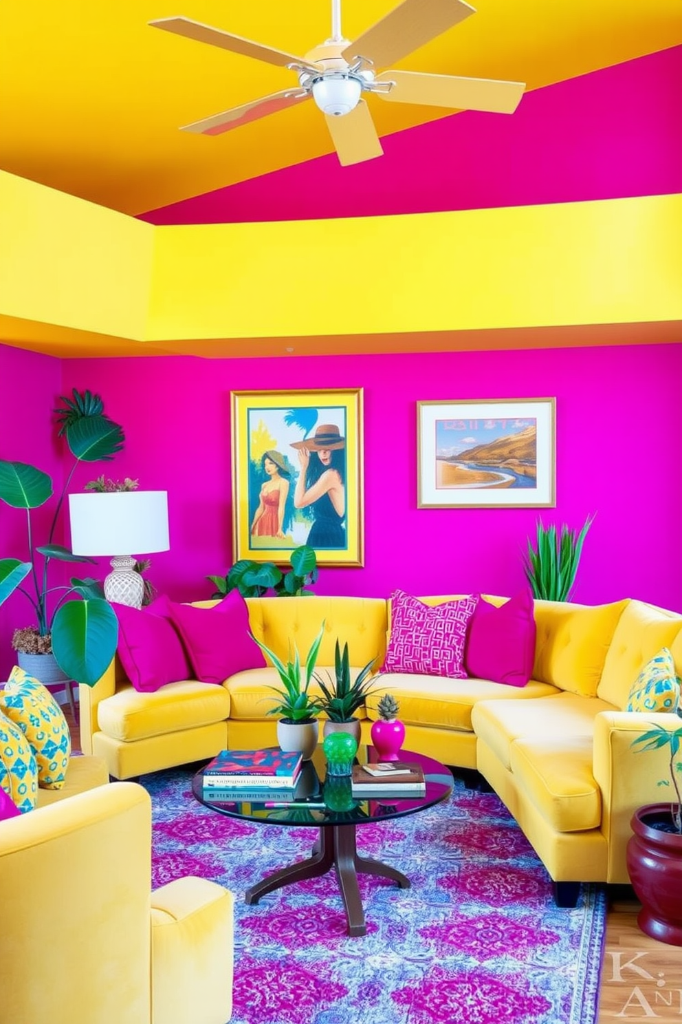 Magenta Wall Painting Ideas 23