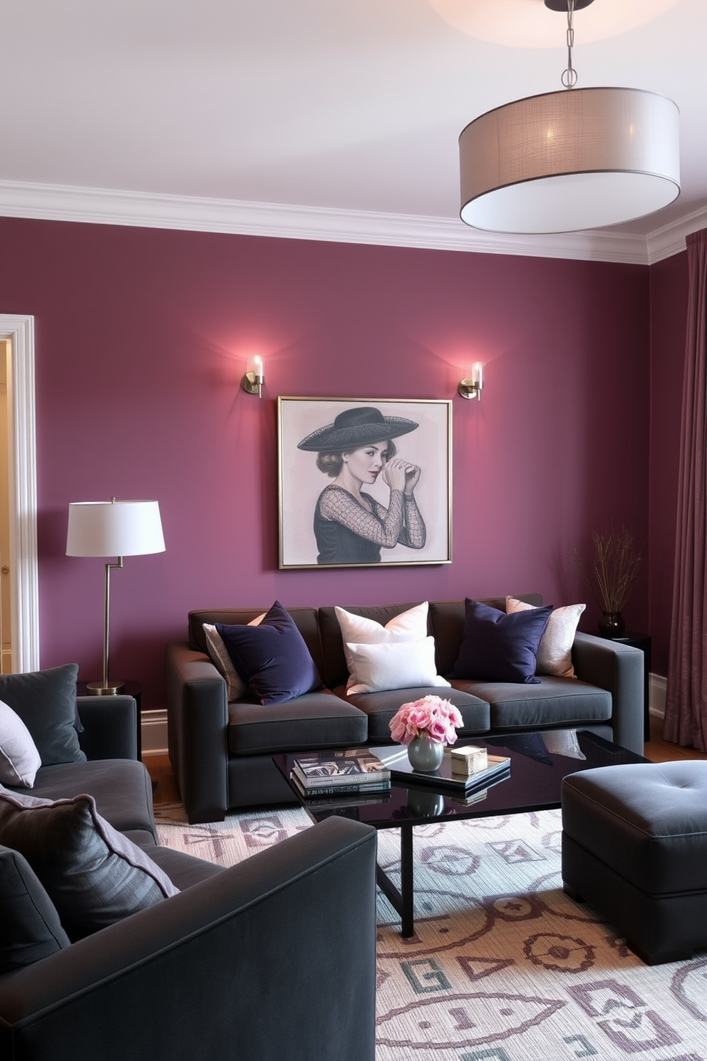 Mauve Wall Painting Ideas 17