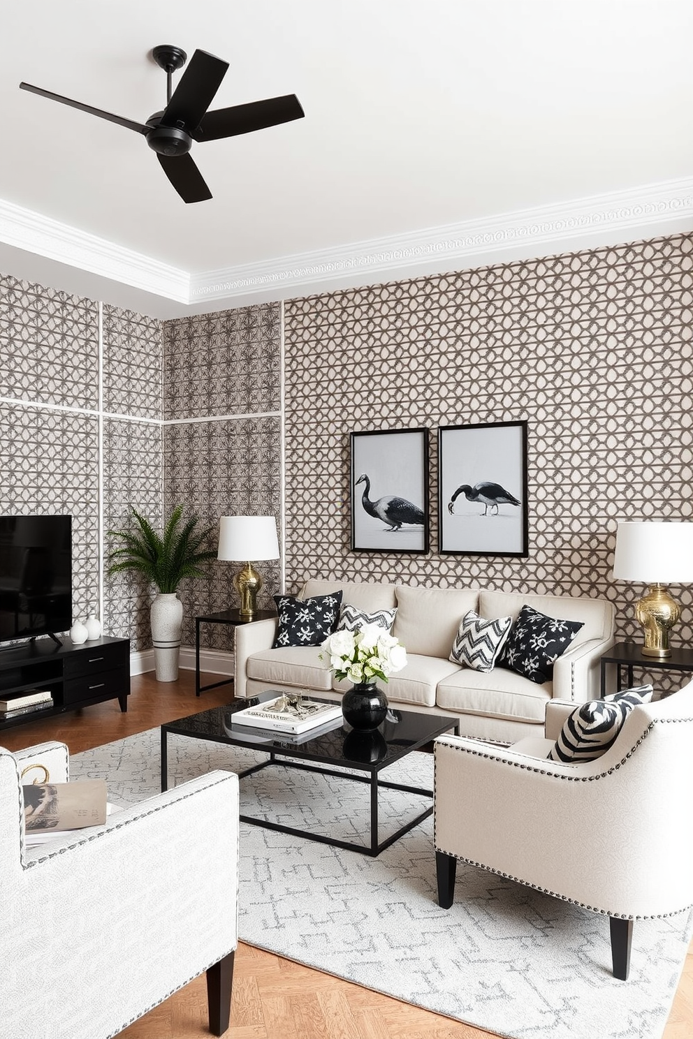 Monochrome Wallpaper Decorating Ideas 24