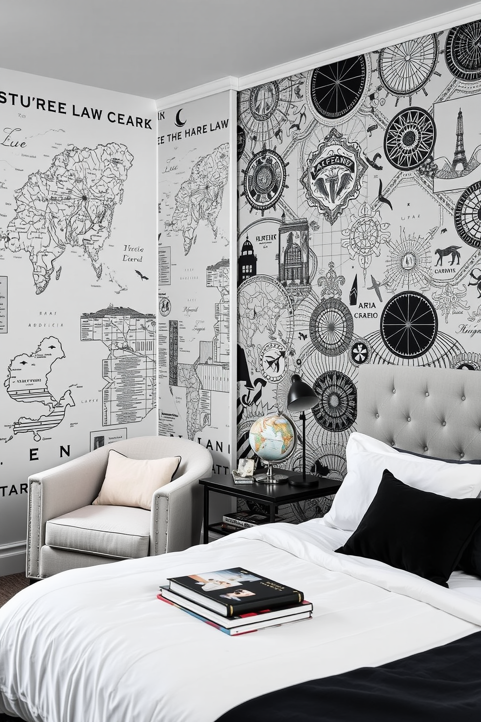 Monochrome Wallpaper Decorating Ideas 25