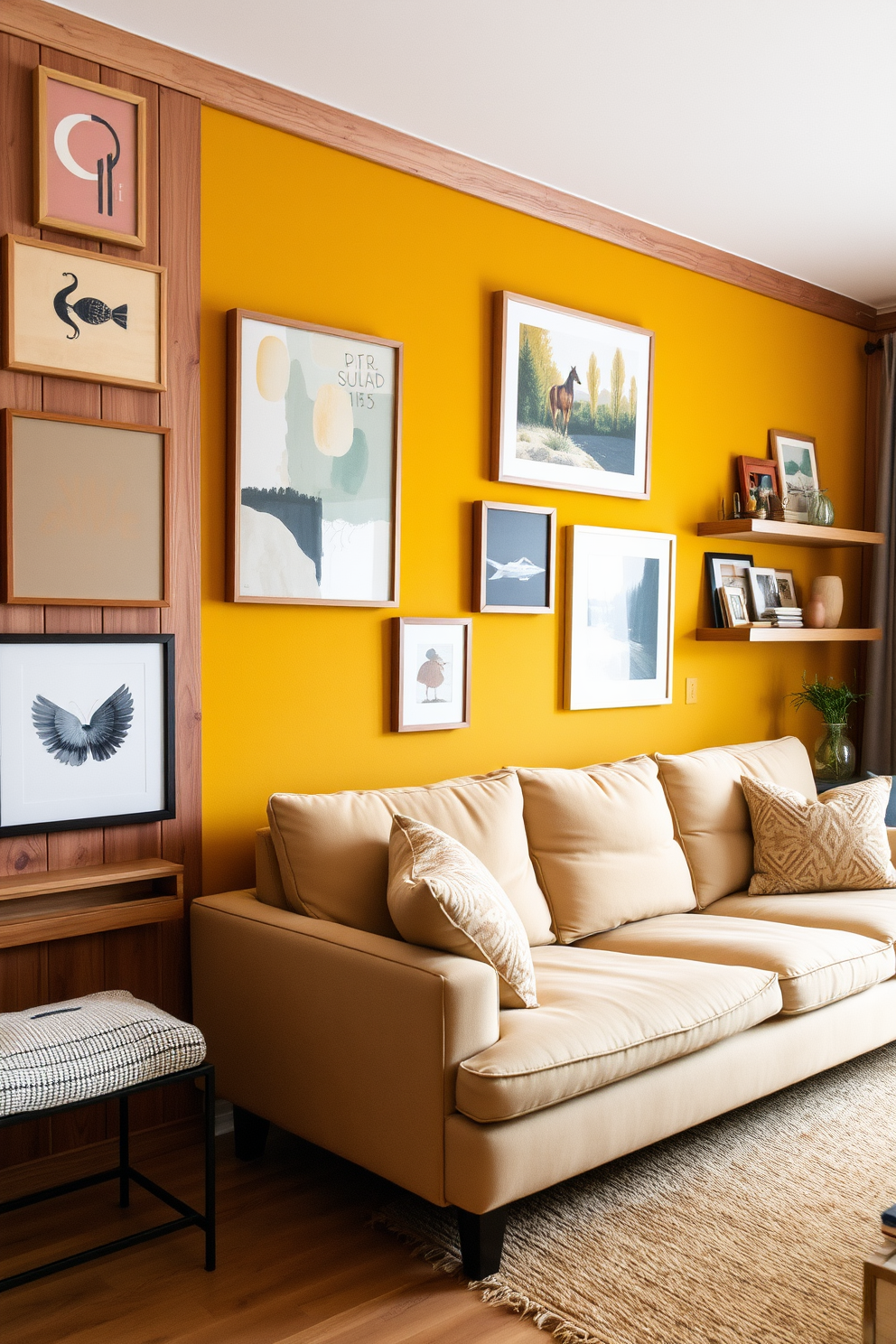 Mustard Wall Painting Ideas 12