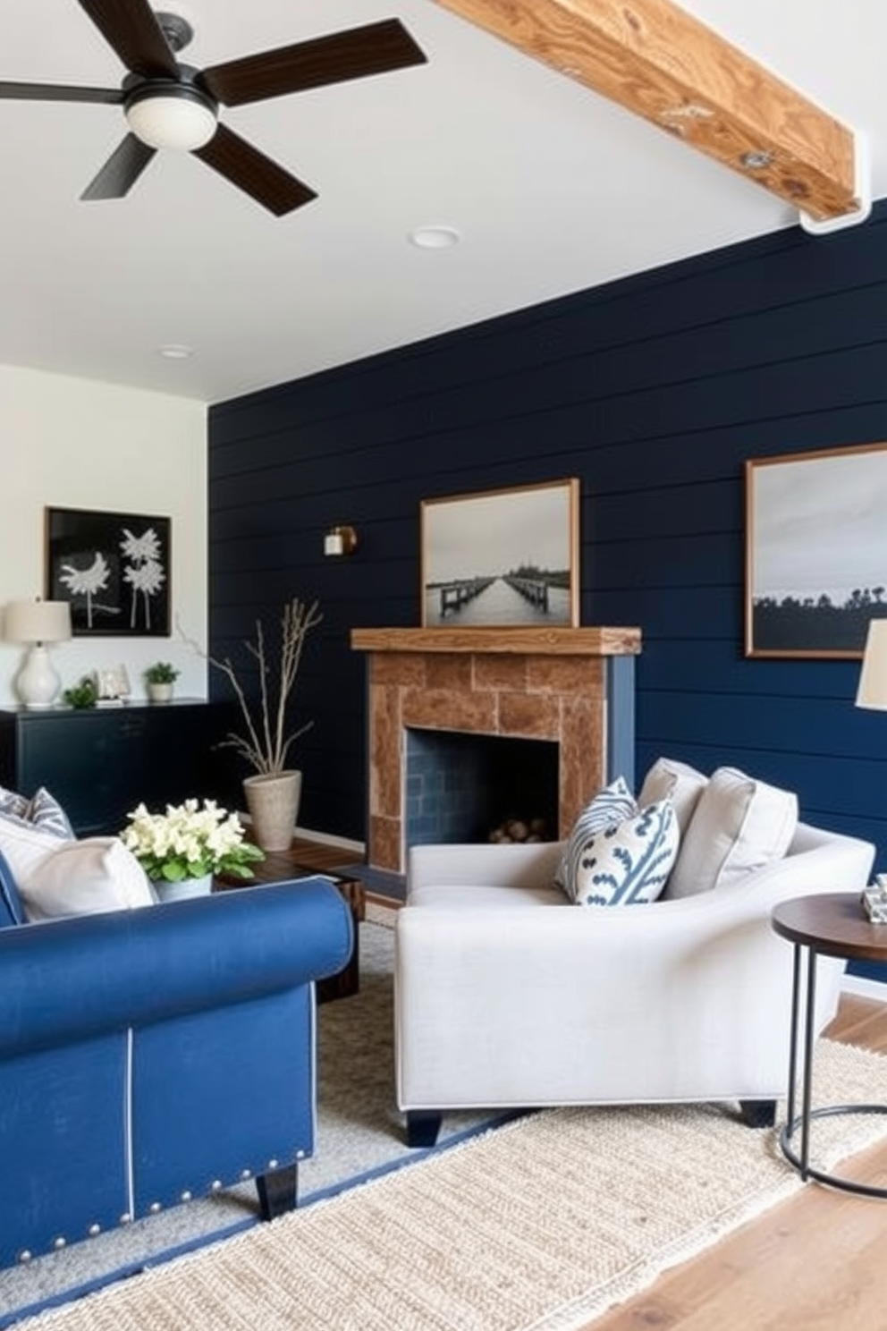 Navy Wall Painting Ideas 11