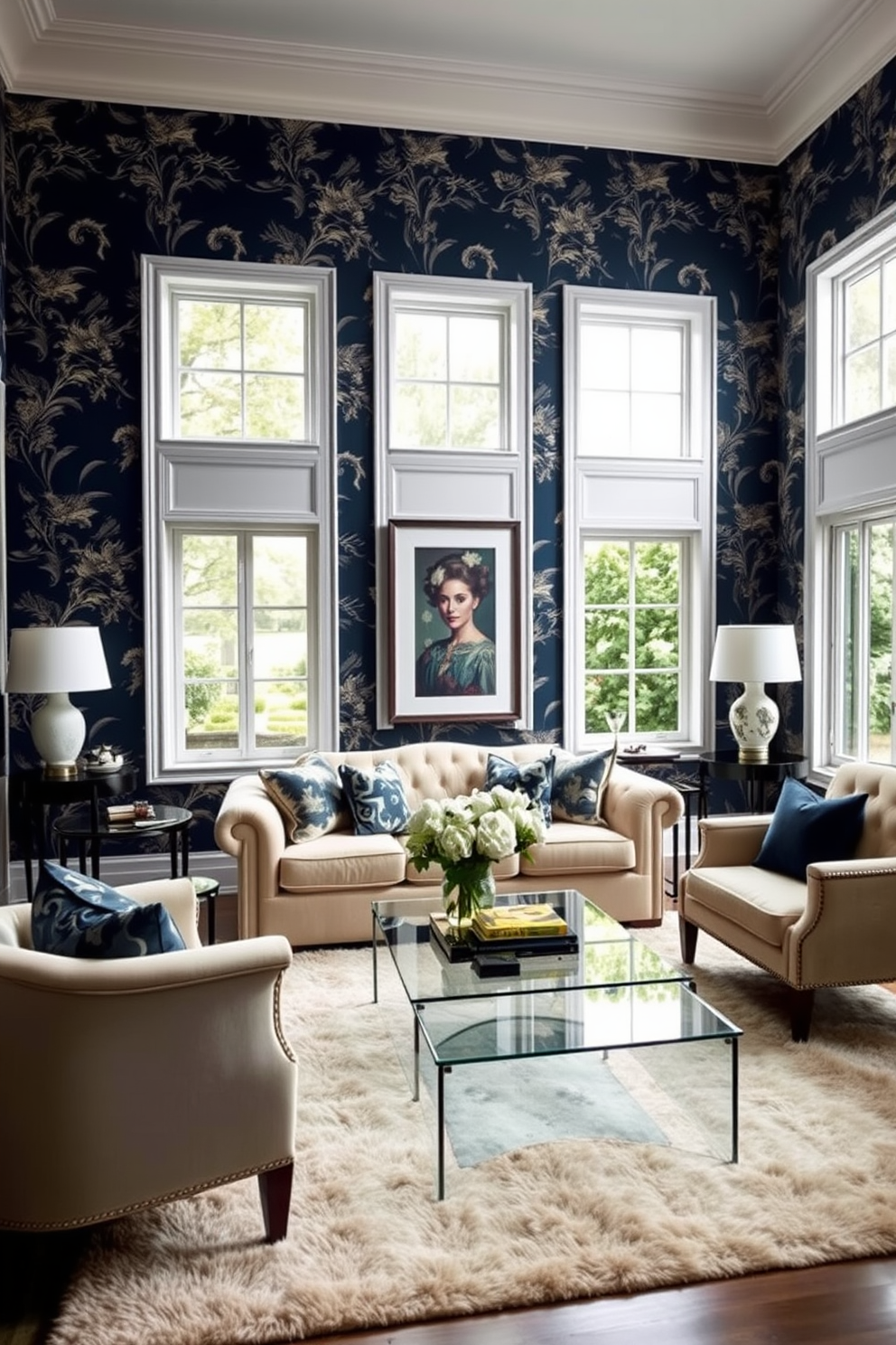 Navy Wallpaper Decorating Ideas 10