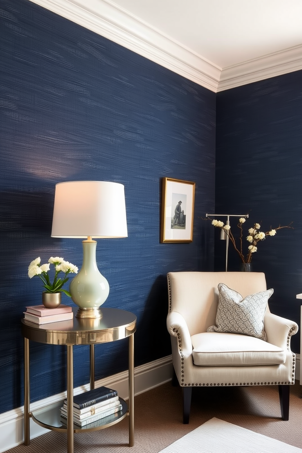 Navy Wallpaper Decorating Ideas 13