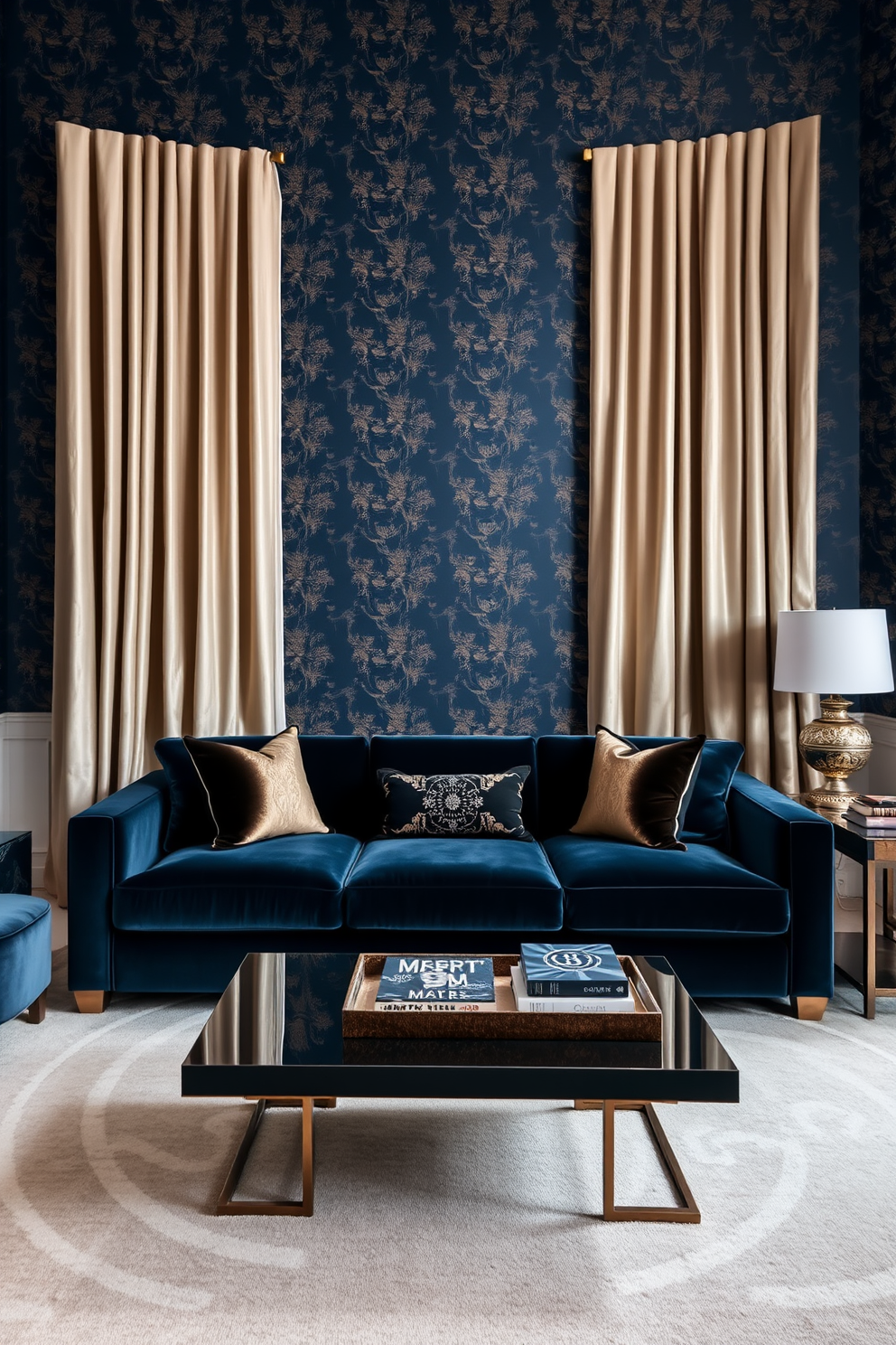 Navy Wallpaper Decorating Ideas 15