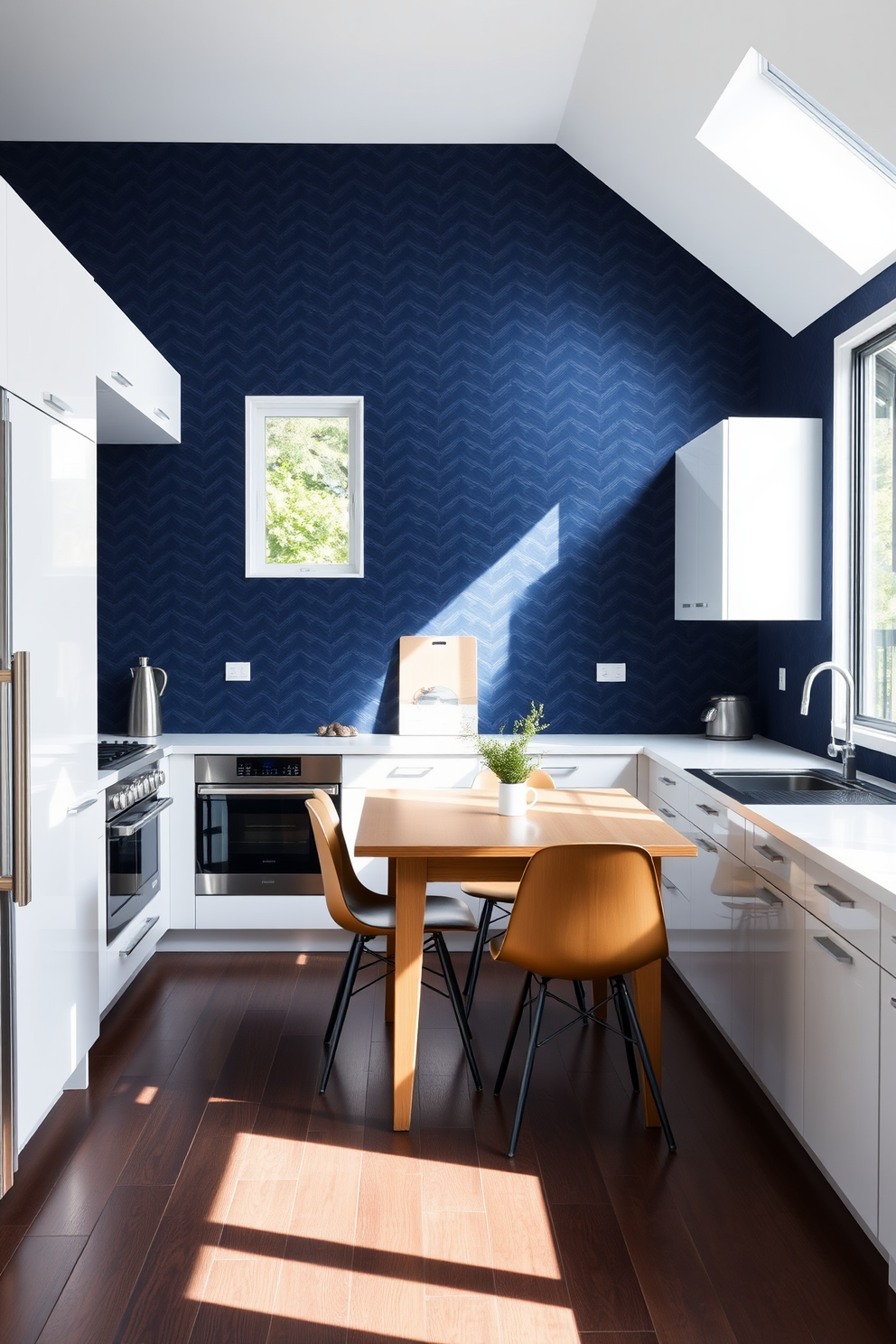 Navy Wallpaper Decorating Ideas 16