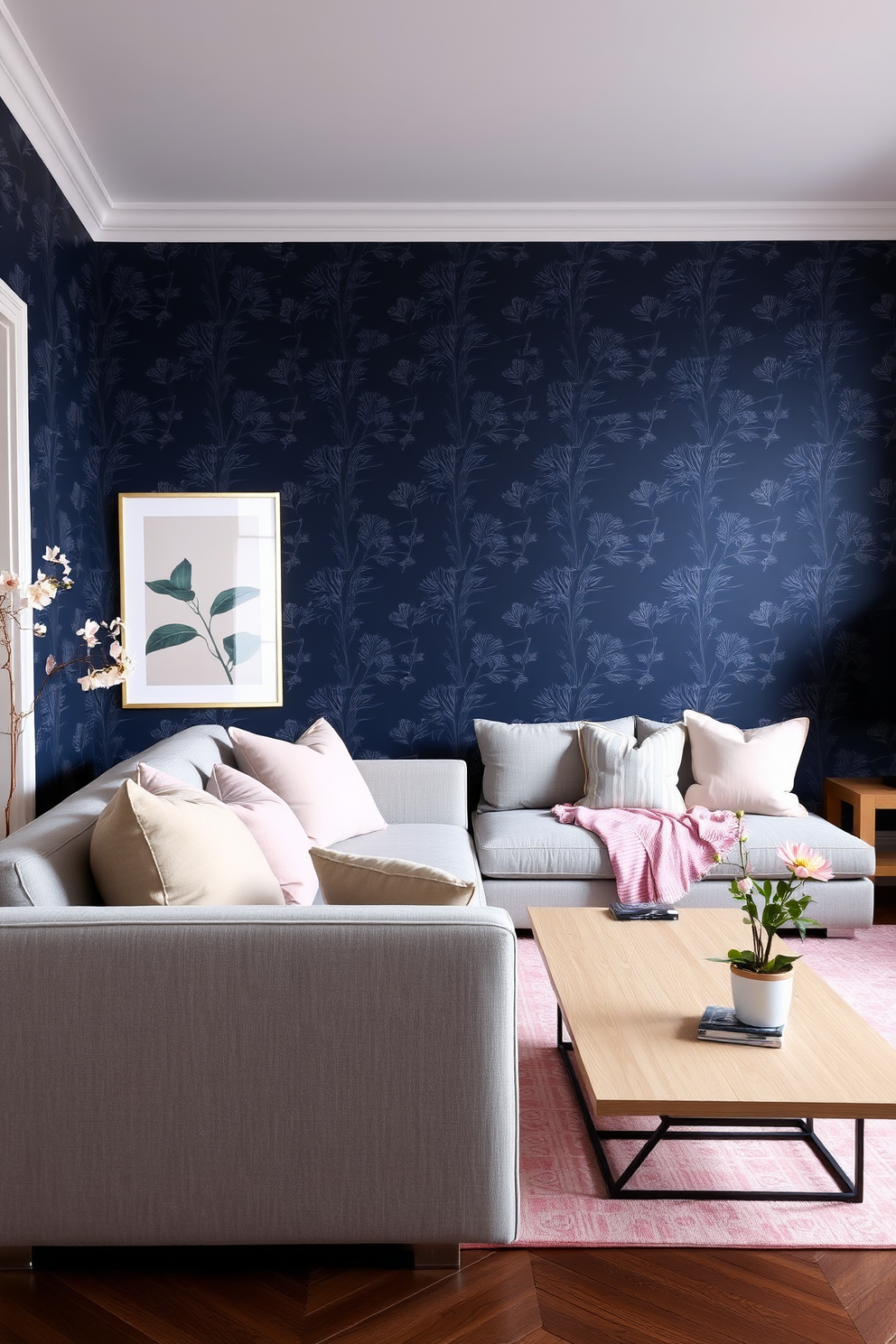 Navy Wallpaper Decorating Ideas 17