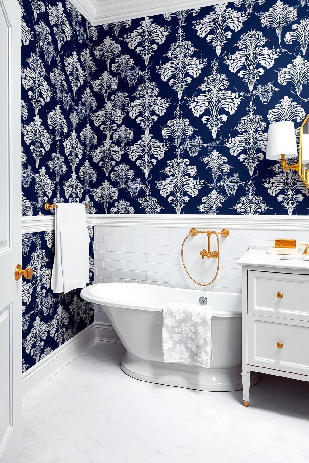 Navy Wallpaper Decorating Ideas 18