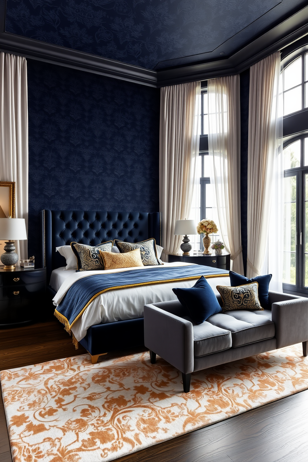 Navy Wallpaper Decorating Ideas 20