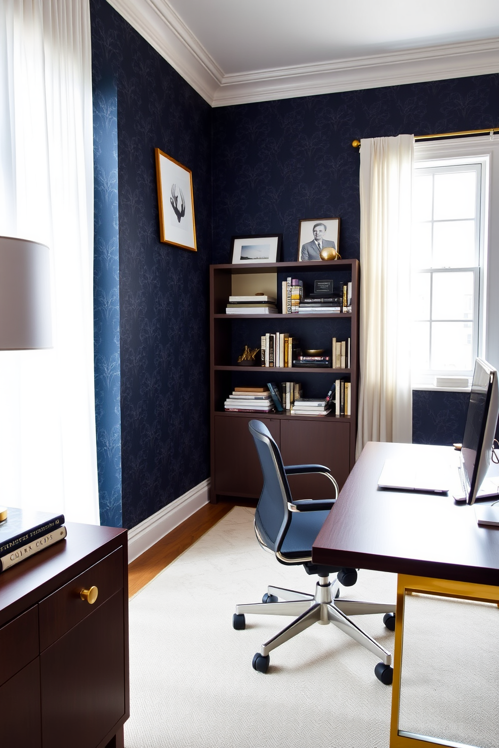 Navy Wallpaper Decorating Ideas 22