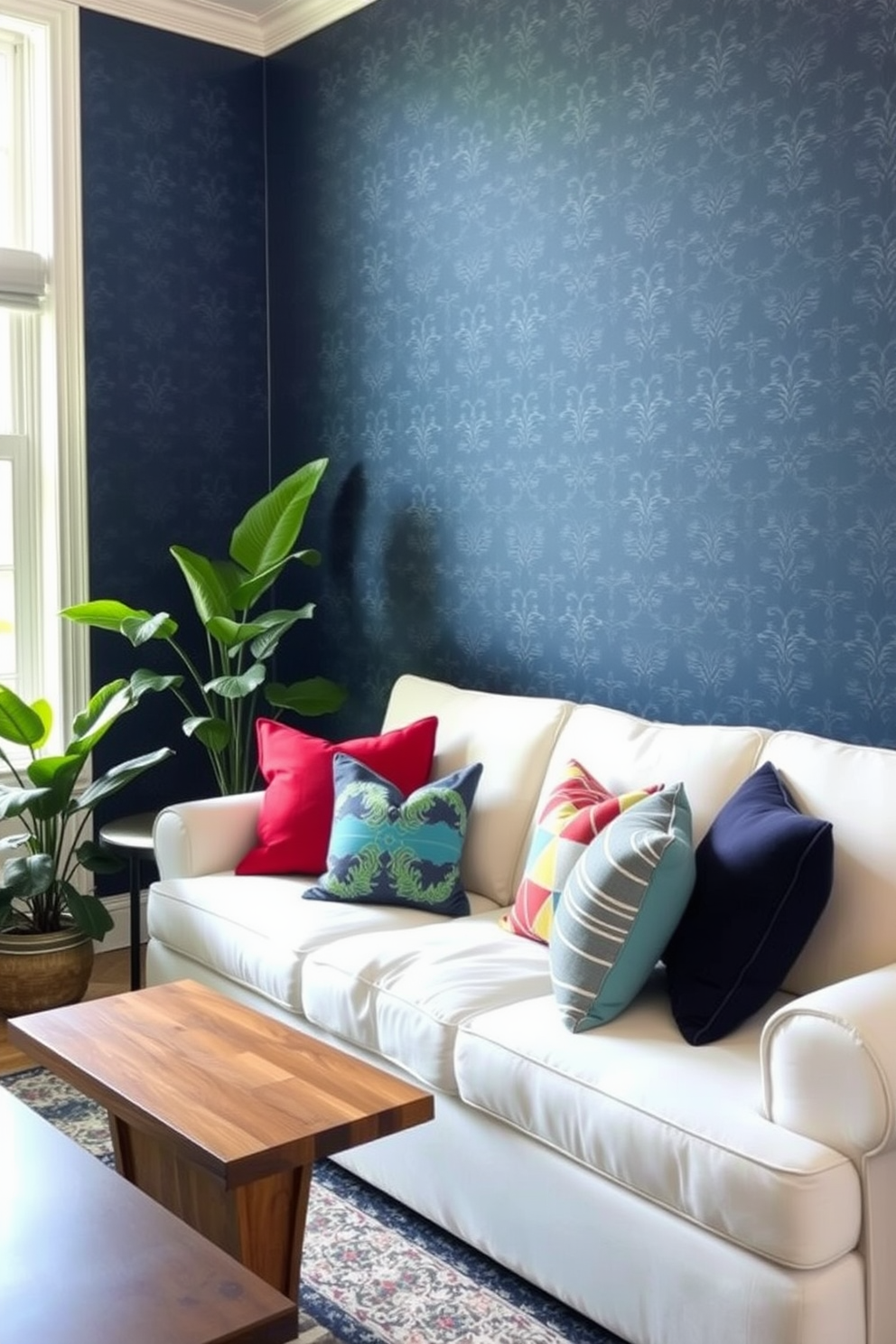 Navy Wallpaper Decorating Ideas 23