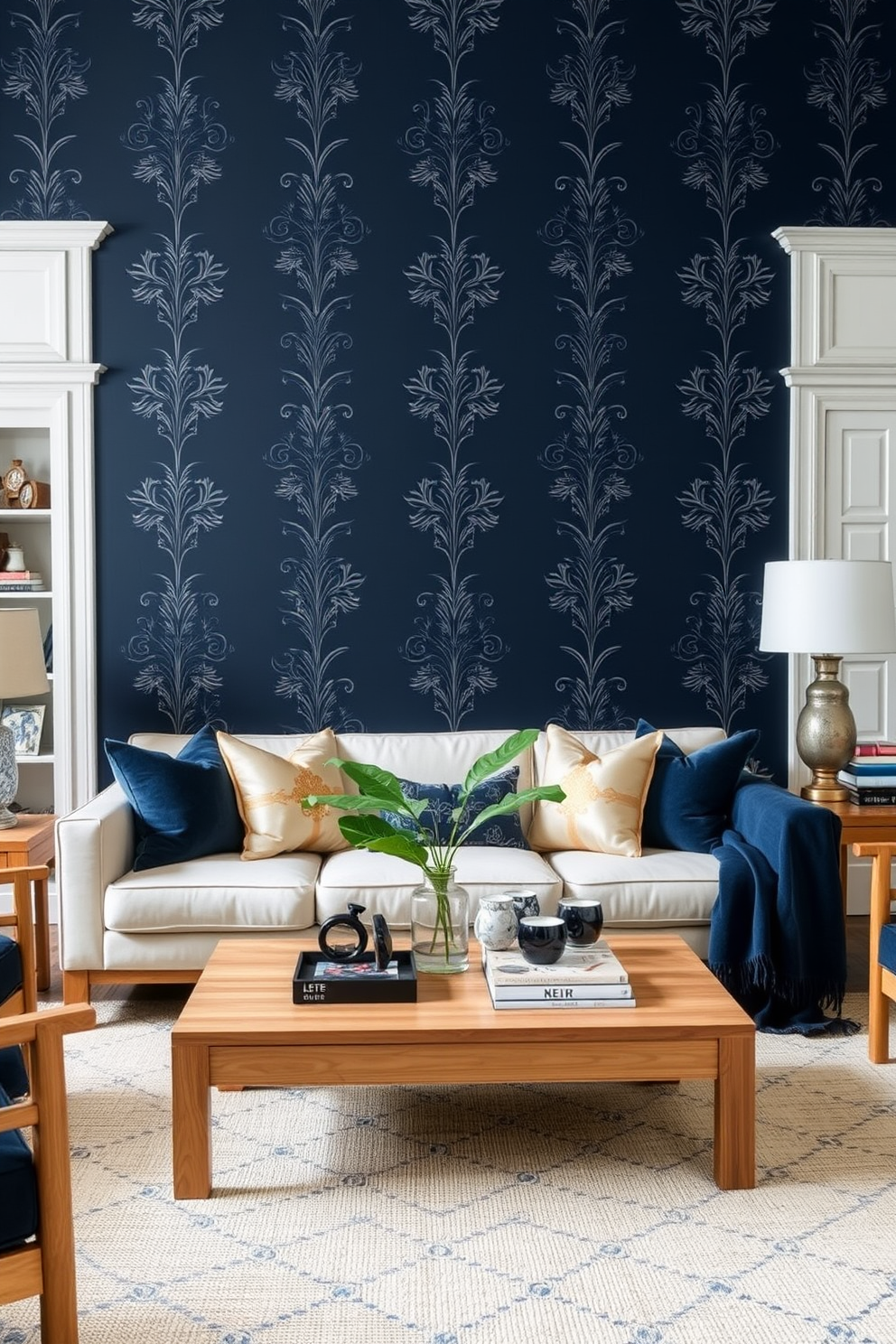 Navy Wallpaper Decorating Ideas 8