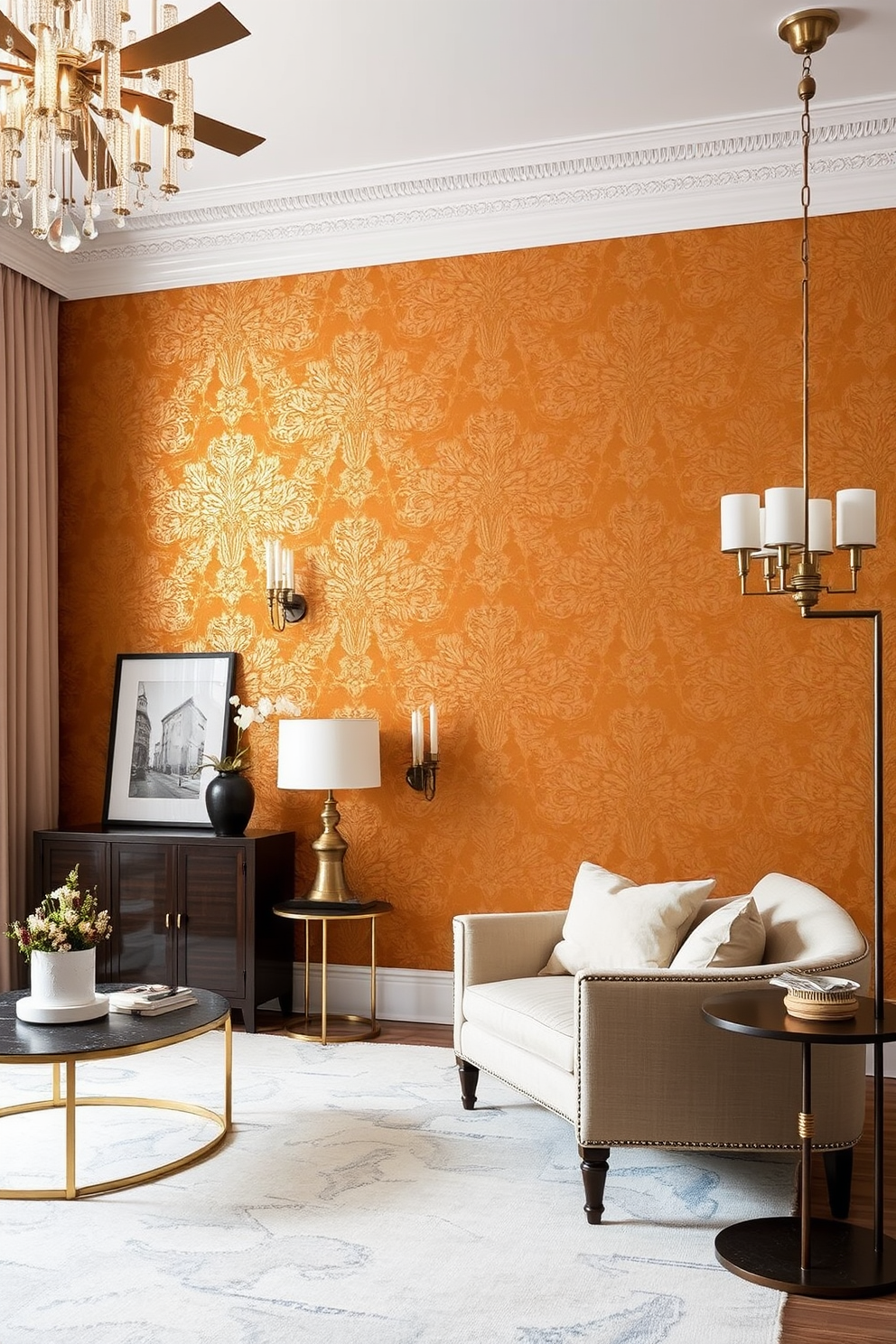 Ochre Wallpaper Decorating Ideas 17