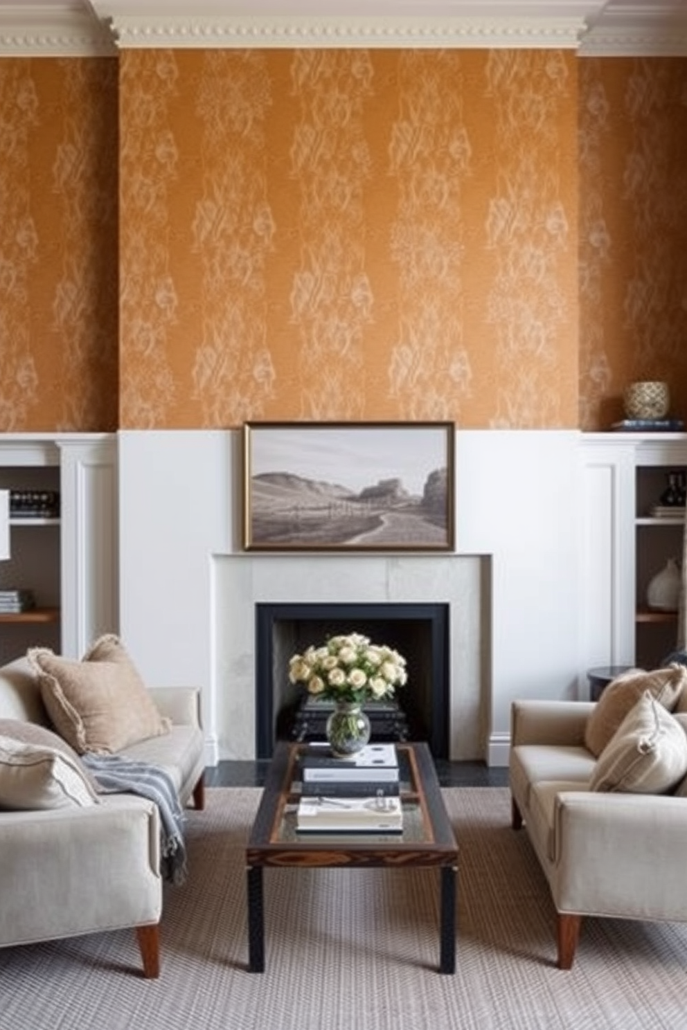 Ochre Wallpaper Decorating Ideas 23