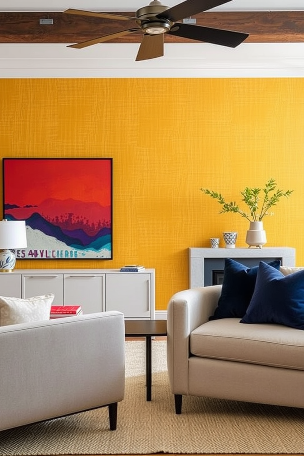 Ochre Wallpaper Decorating Ideas 27