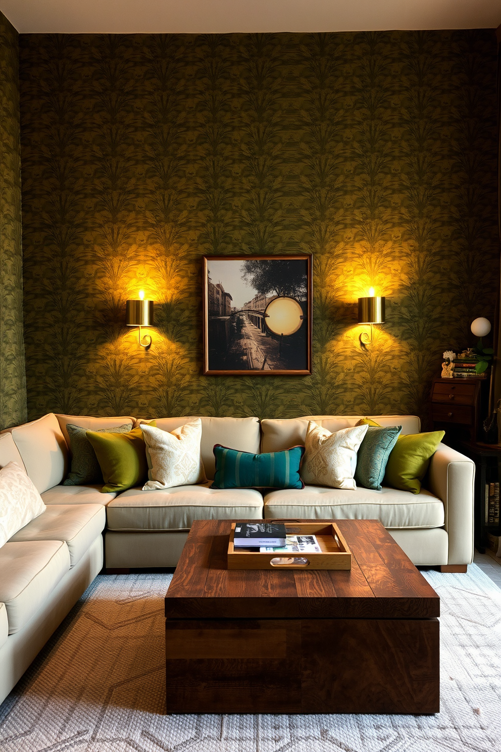 Olive Wallpaper Decorating Ideas 22