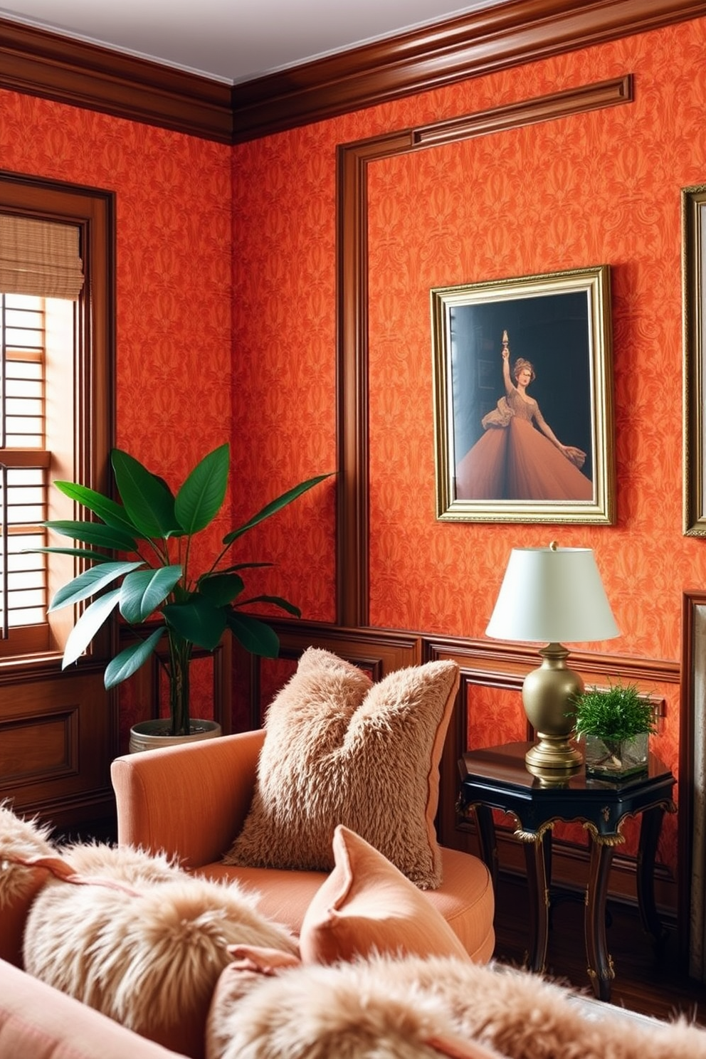 Orange Wallpaper Decorating Ideas 23