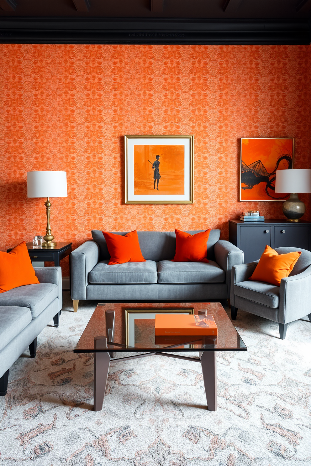 Orange Wallpaper Decorating Ideas 27