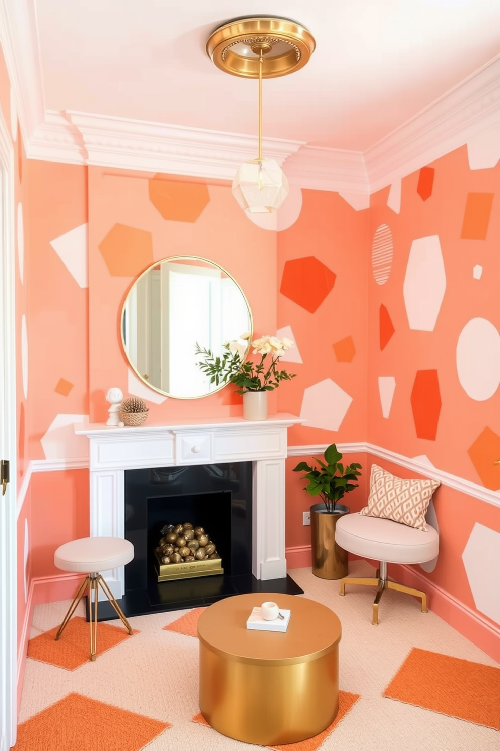 Peach Wall Painting Ideas 27