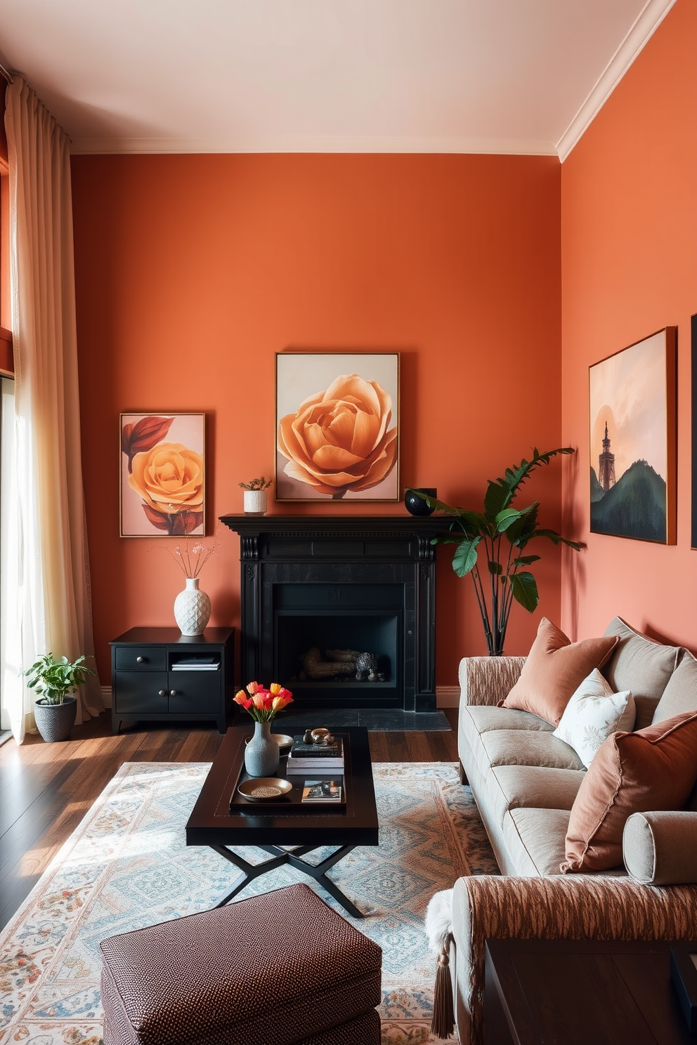 Peach Wall Painting Ideas 9