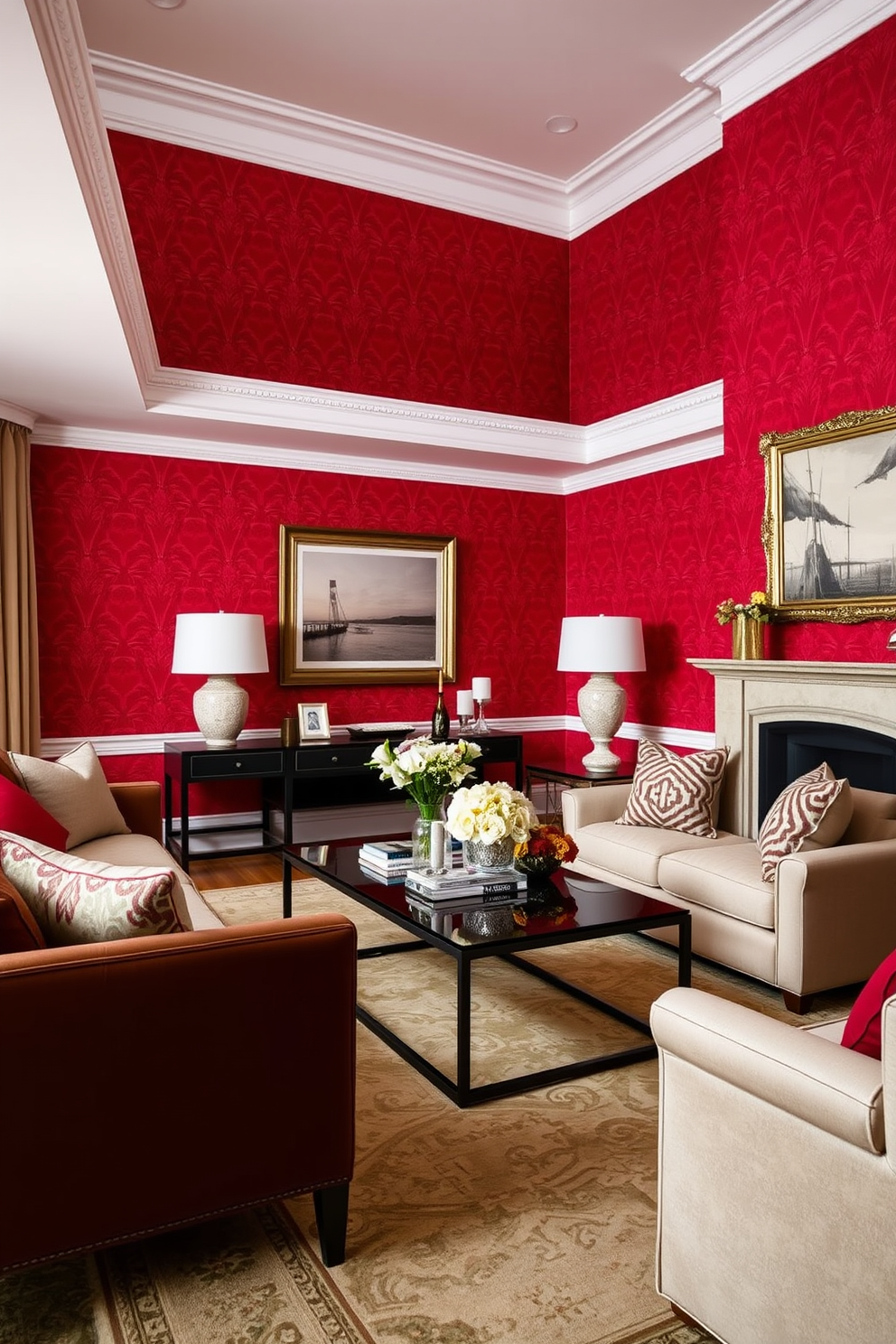 Red Wallpaper Decorating Ideas 1 2