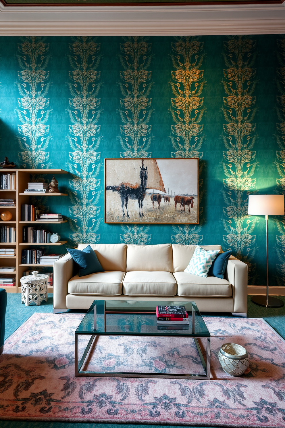 Teal Wallpaper Decorating Ideas 16