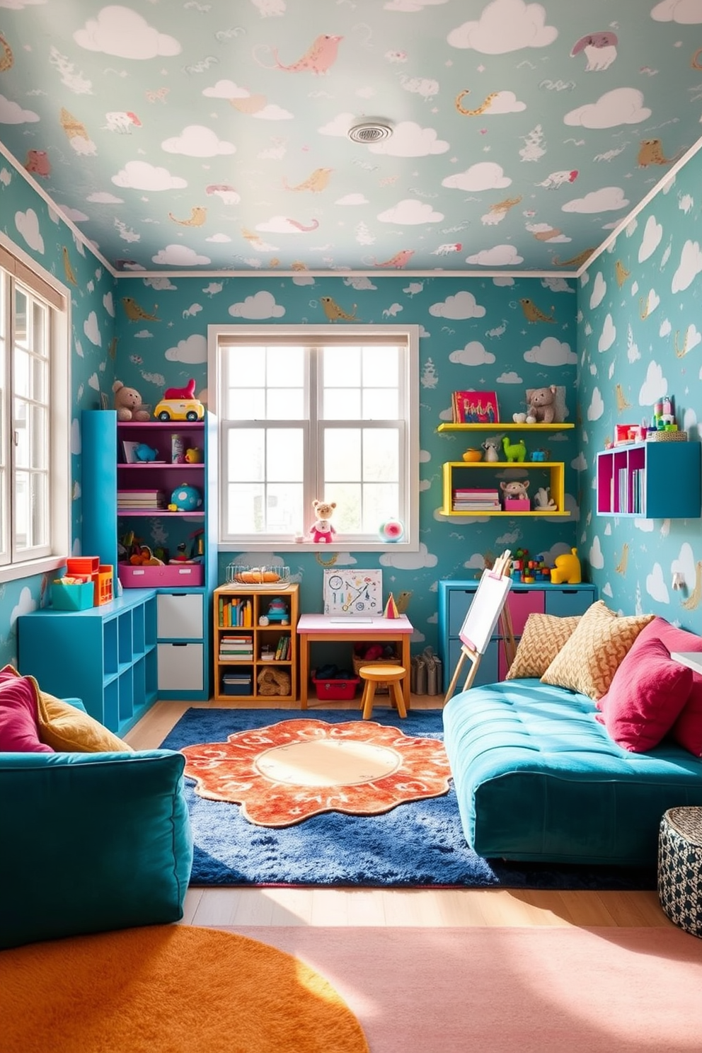 Teal Wallpaper Decorating Ideas 17