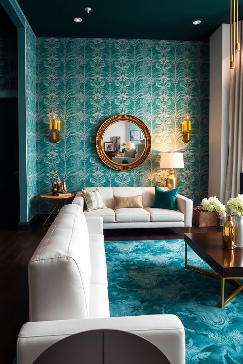 Teal Wallpaper Decorating Ideas 20