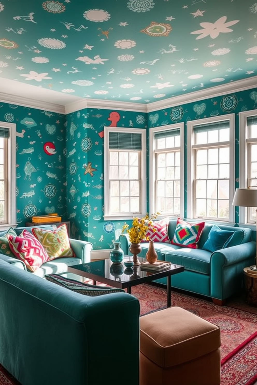 Teal Wallpaper Decorating Ideas 23