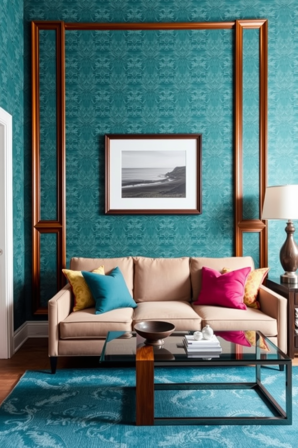 Teal Wallpaper Decorating Ideas 25