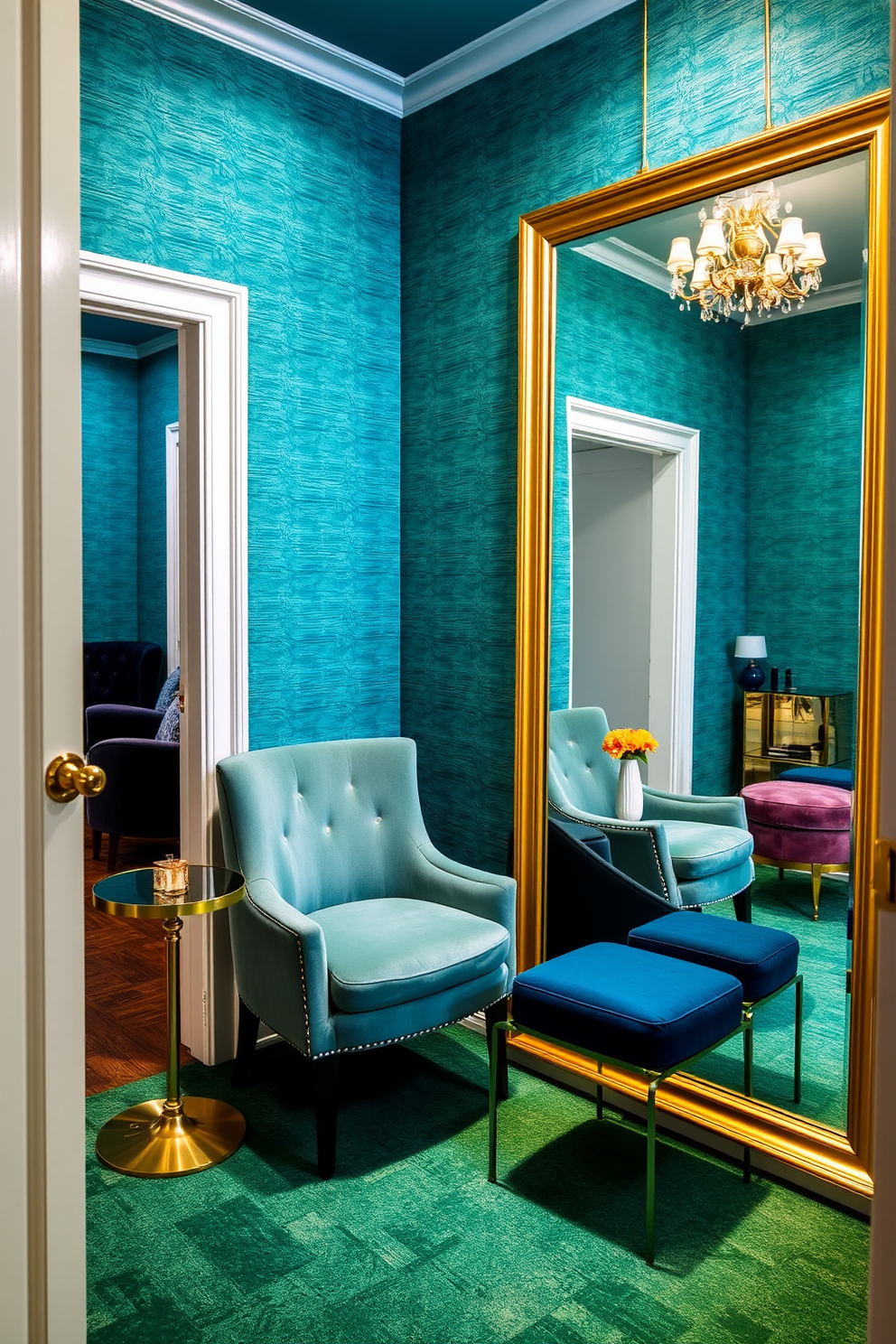 Teal Wallpaper Decorating Ideas 26