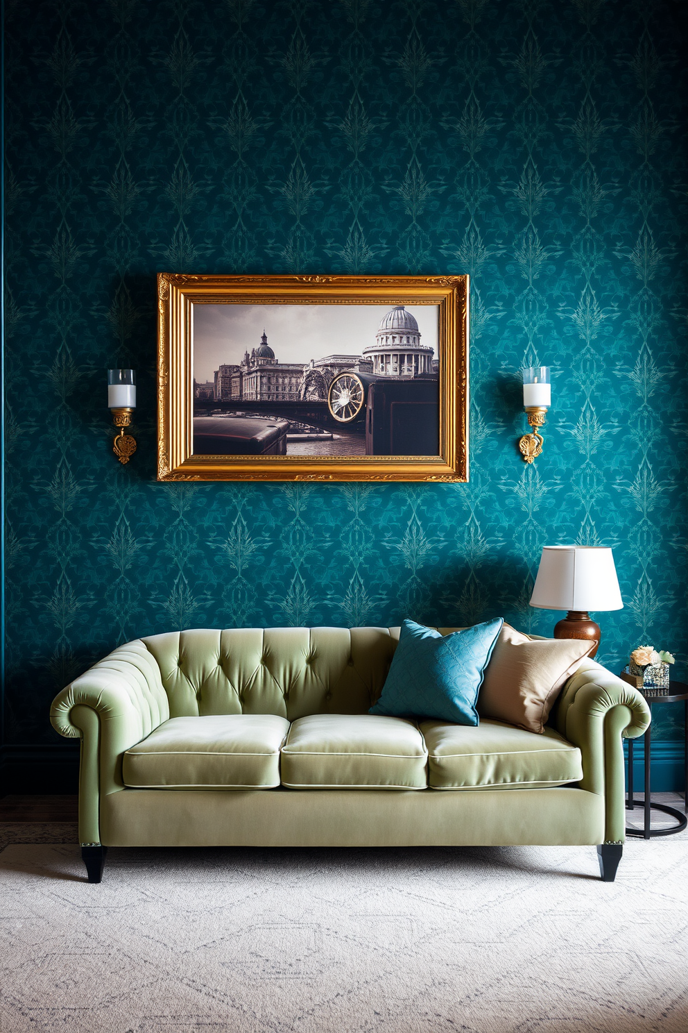 Teal Wallpaper Decorating Ideas 27