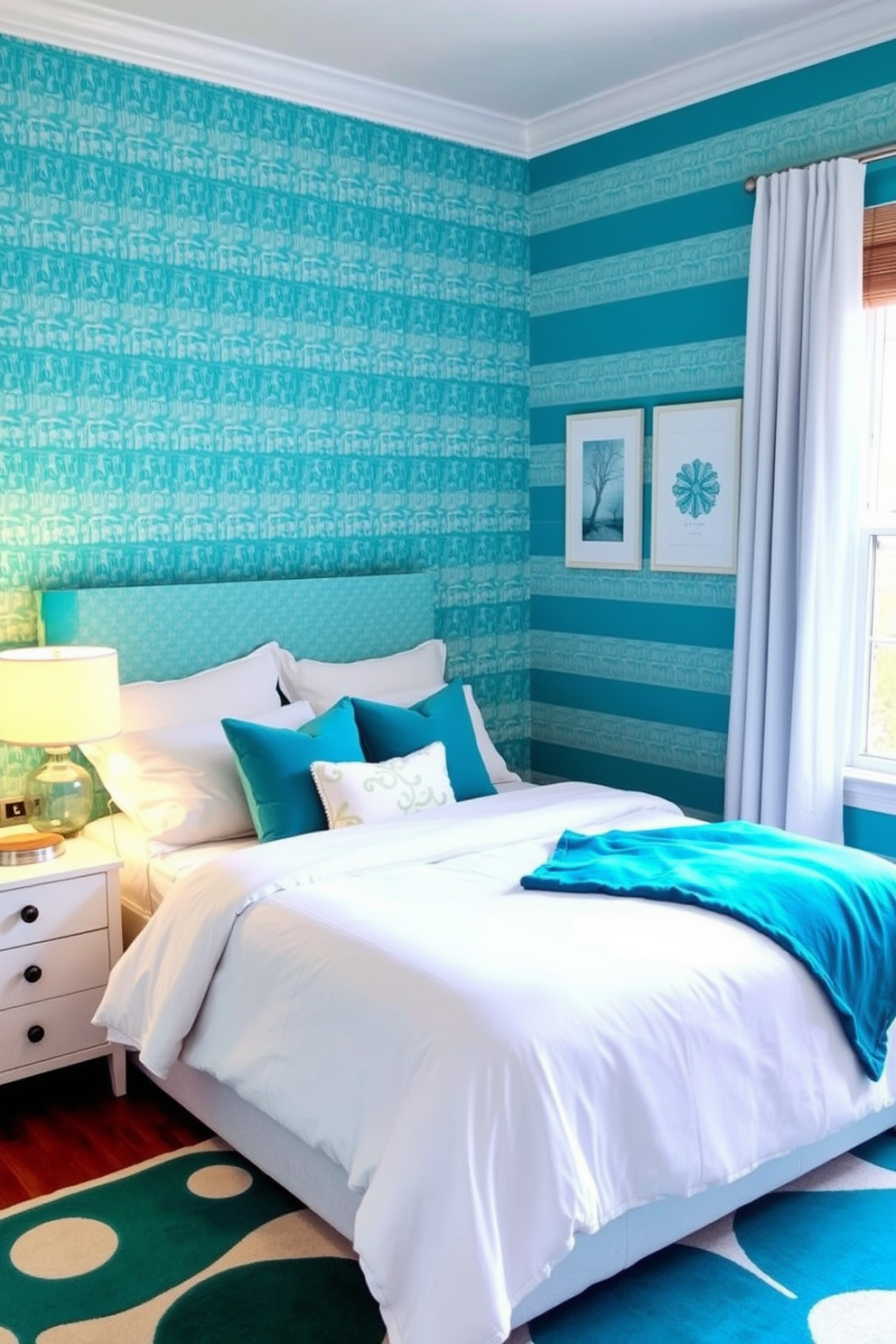 Teal Wallpaper Decorating Ideas 7