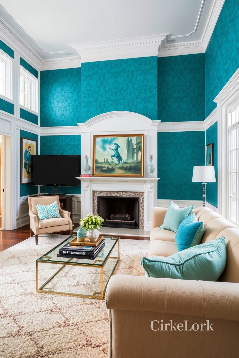 Teal Wallpaper Decorating Ideas 9