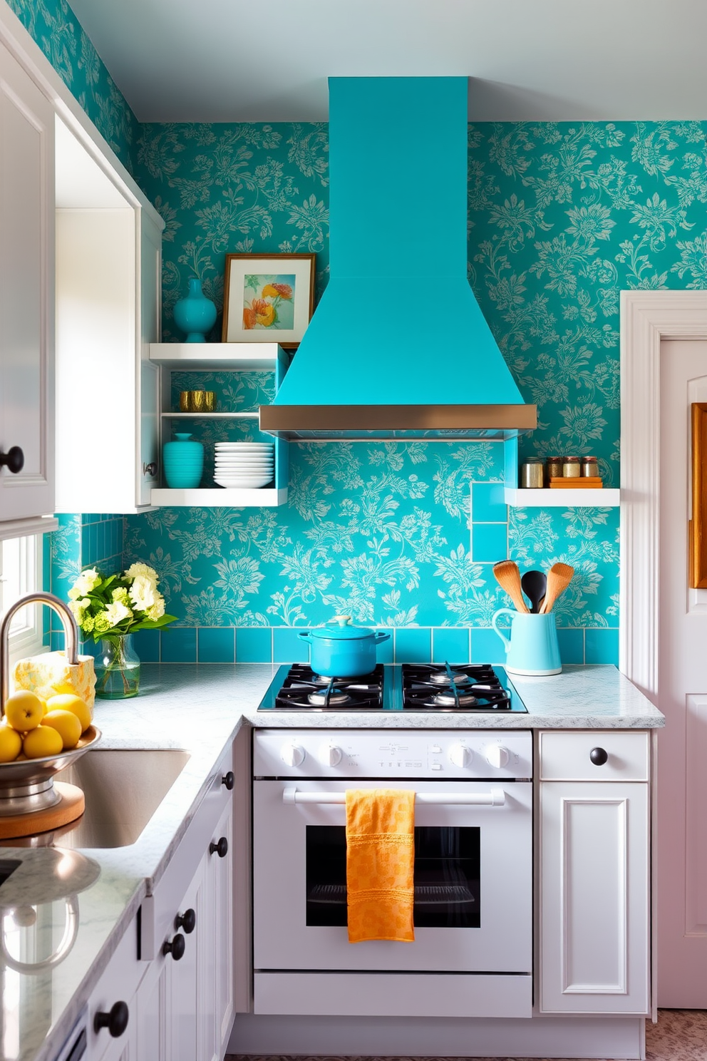 Turquoise Wallpaper Decorating Ideas 12