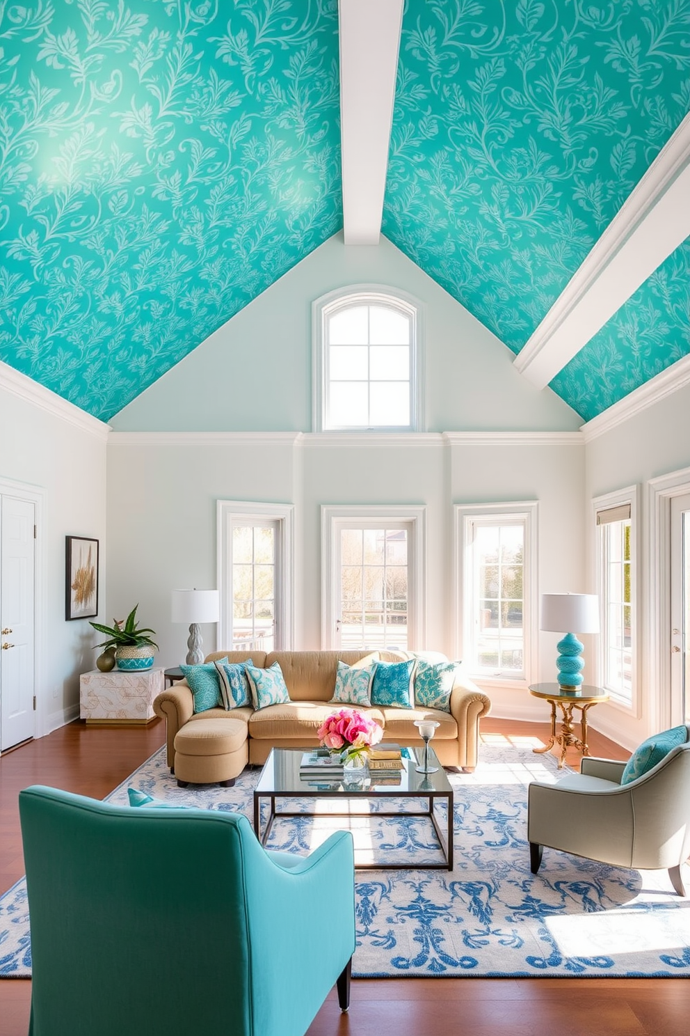 Turquoise Wallpaper Decorating Ideas 17