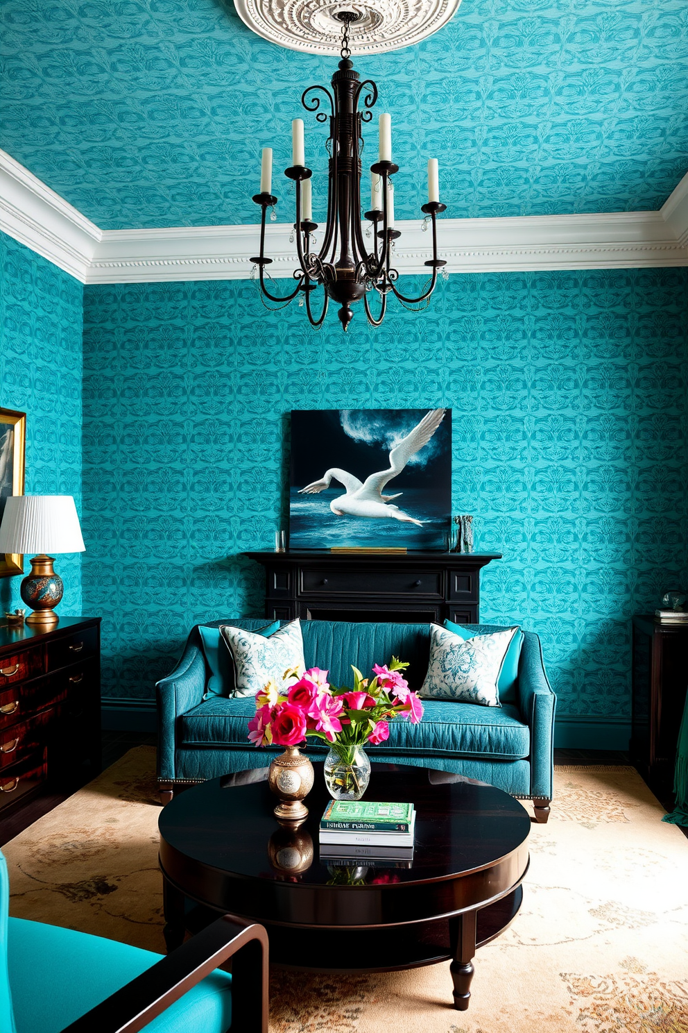 Turquoise Wallpaper Decorating Ideas 18